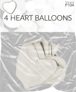 Ballong Hjärta Vit 4-pack