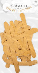 Girlang Happy Birthday Guld