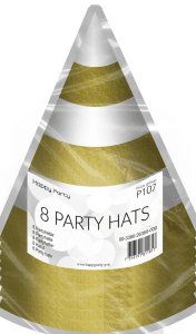 Partyhattar Vit & Guld 8-pack