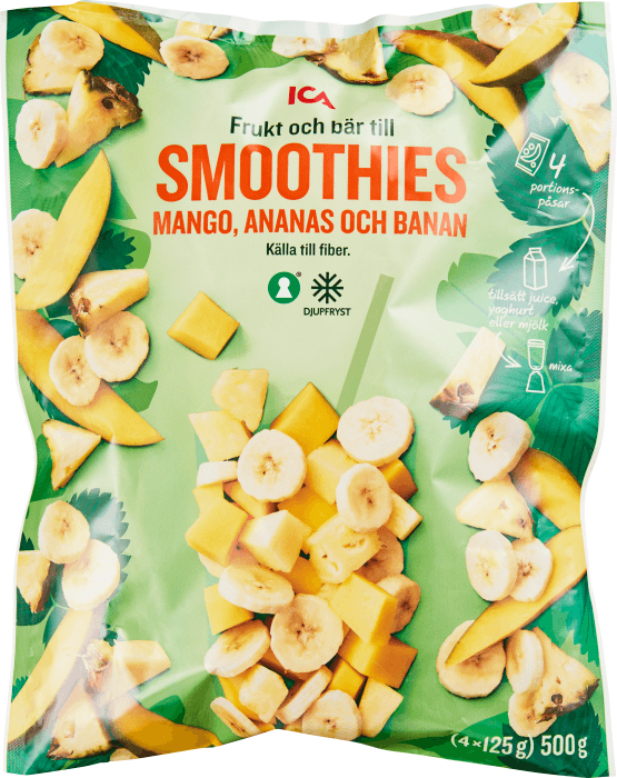 Frukt till smoothies Mango ananas banan Fryst