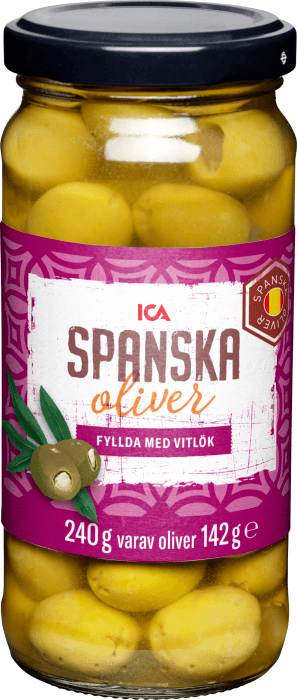 Fyllda Oliver Gröna med Vitlök