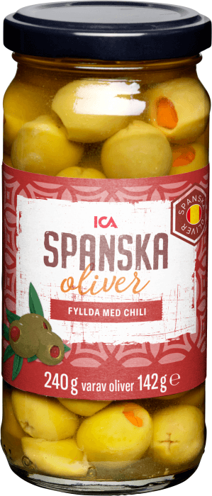 Fyllda Oliver Gröna med Chili