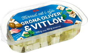 Tärnad ost i olja Gröna oliver & vitlök