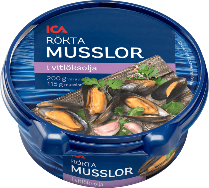 Rökta musslor i vitlök