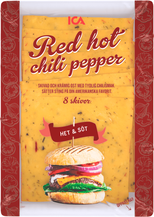 Ost Red Hot chili pepper skivad 20 g