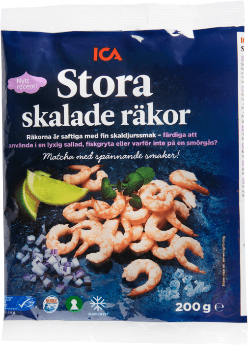 Räkor stora skalade Frysta