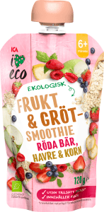 Frukt & Gröt Smoothie Röda Bär, Havre & Korn 6 mån Eko