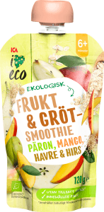 Frukt & Grötsmoothie Päron, Mango, Havre & Hirs 6 mån Eko