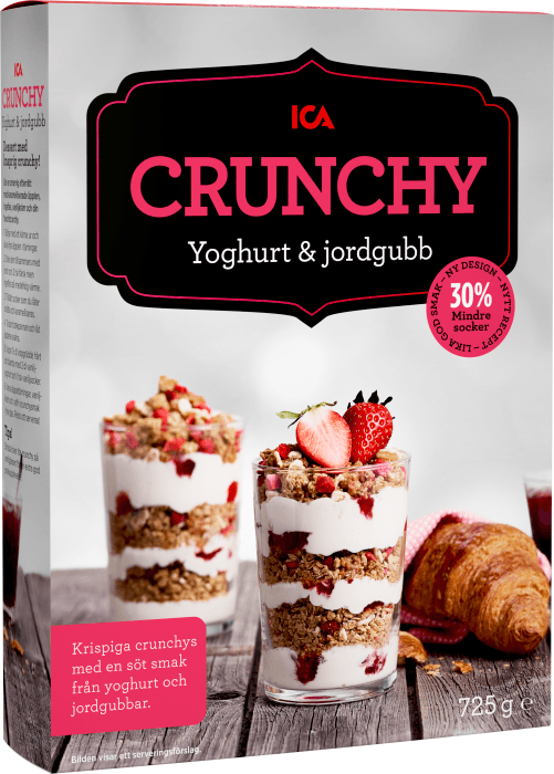 Flingor Crunchy Yoghurt & jordgubb Mindre socker