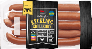 Grillkorv Kyckling Extra fin 78% Kötthalt
