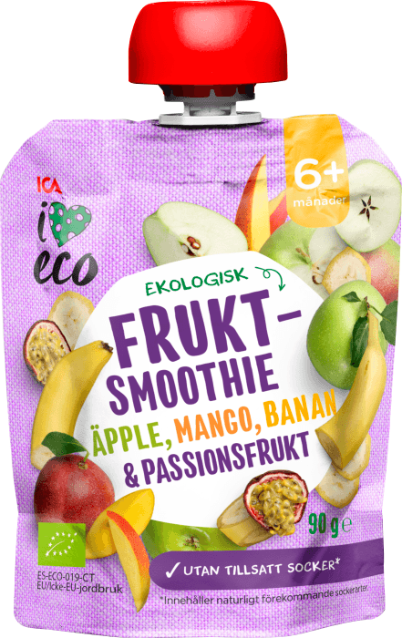 Fruktsmoothie Äpple, Mango, Banan & Passionsfrukt 6 mån Eko