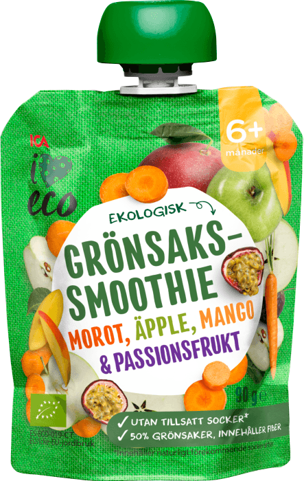 Grönsakssmoothie Morot, Äpple, Mango & Passionsfrukt 6 mån Eko