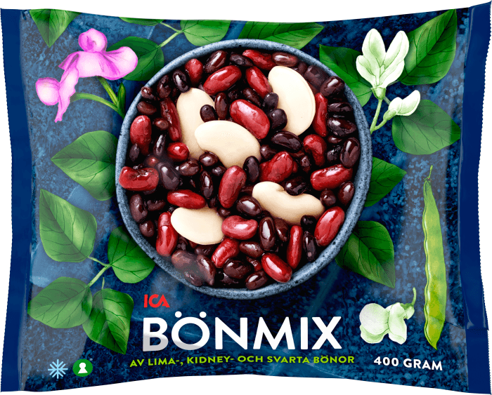 Bönmix Lima, Kidney- & svarta bönor Fryst