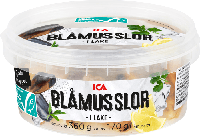 Blåmusslor i lake Miljömärkt