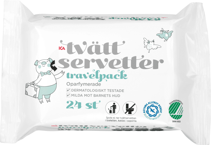 Tvättservetter Oparfymerade Reseförpackning
