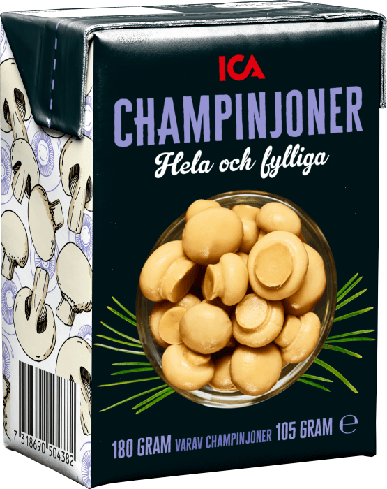 Champinjoner i tetra hela