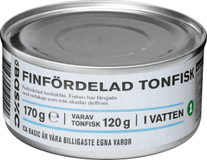 Tonfisk finfördelad i vatten