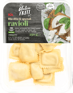 Pasta Ravioli Ricotta och Spenat Glutenfri Färsk