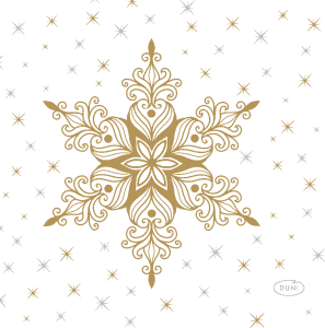 Kaffeservett Snowstars White 3-Lags 24x24cm
