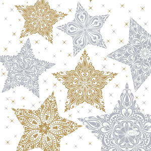 Servett Snowstars White 3-lags 33x33cm