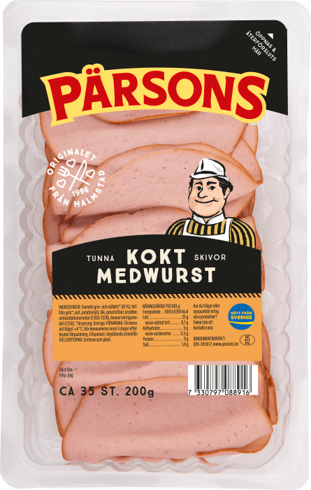 Medwurst Kokt tunna skivor
