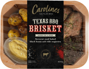 Brisket med Ugnsrostad potatis Smokey beans & Majsröra