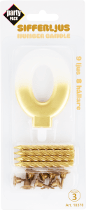 Sifferljus Guld Vit Med Hållare Nr 0