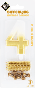 Sifferljus Guld Vit Med Hållare Nr 4