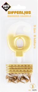 Sifferljus Guld Vit Med Hållare Nr 6