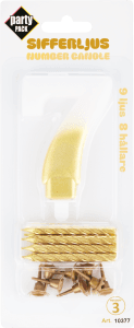Sifferljus Guld Vit Med Hållare Nr 7