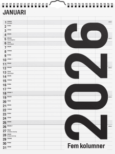 Väggkalender Black/White 5 Kolumner 2026