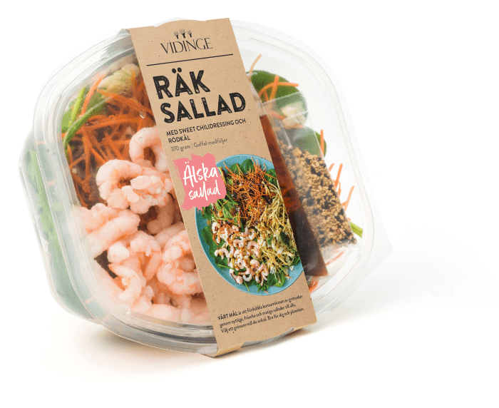 Räksallad Sweet Chilidressing och Rödkål