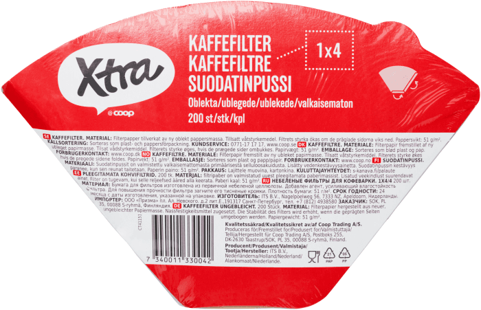 Kaffefilter Oblekt 1 x 4