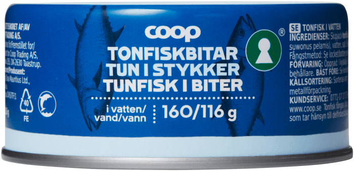 Tonfiskbitar i Vatten
