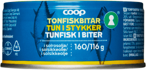 Tonfiskbitar i solrosolja