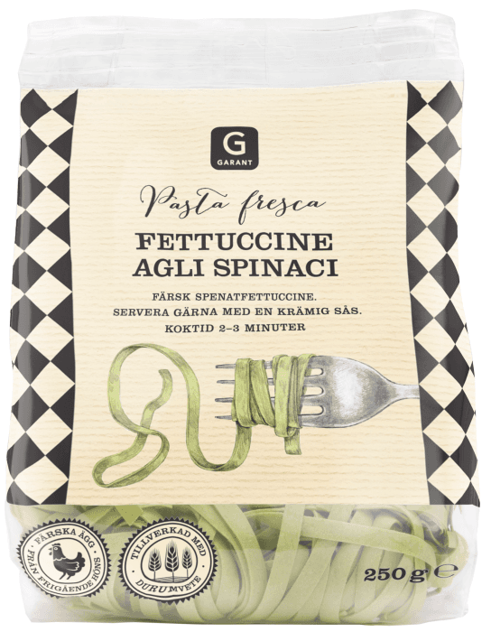 Färsk Pasta Fettuccine Spenat