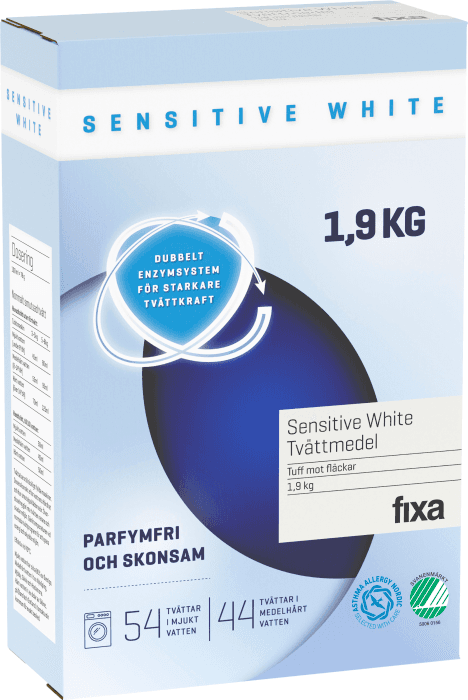 Tvättmedel Pulver Sensitive White 1.9kg