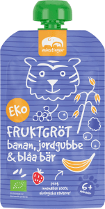 Klämmis Fruktgröt Banan, Jordgubbe & Blåa Bär 6 mån Eko