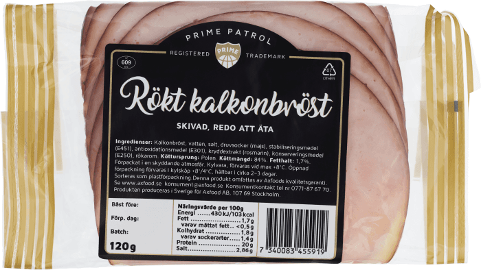 Kalkonbröst Rökt Skivad