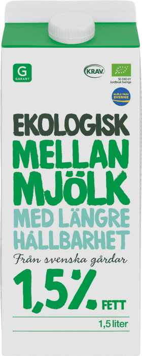 Mellanmjölk Lite Längre Hållbarhet 1.5% EKO/KRAV