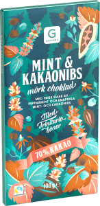 Mörk Choklad 70% Mint & Kakaonibs Fairtrade