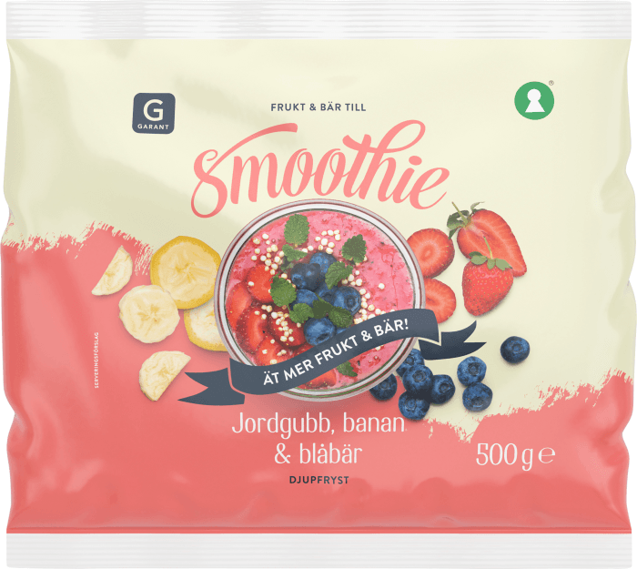 Frukt- & Bärmix Smoothie Jordgubb, Banan & Blåbär Fryst