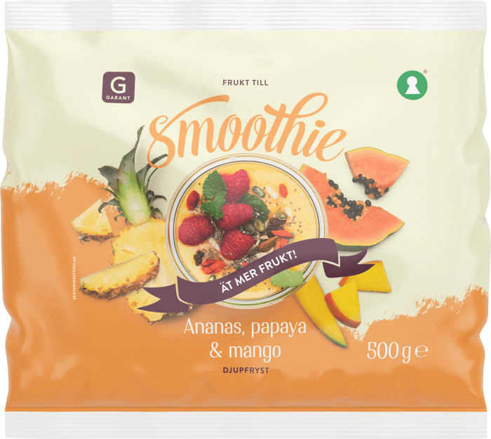 Fruktmix Smoothie Ananas, Papaya & Mango Fryst