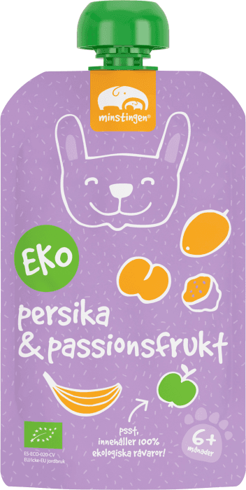 Klämmis Persika & Passionsfrukt 6 mån Eko
