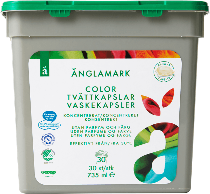 Kulörtvättmedel Kapslar Parfymfri