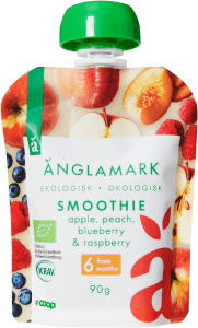 Smoothie Äpple, Persika, Blåbär & Hallon 6 mån Eko KRAV