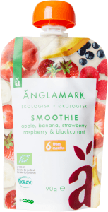 Smoothie Äpple, Banan, Jordgubb, Hallon & Svarta vinbär 6 mån Eko KRAV