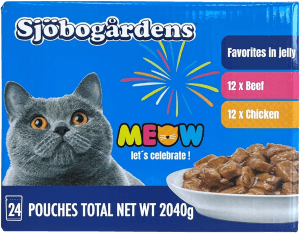 Meow Beef/chicken Kattmat Gele 24-pack