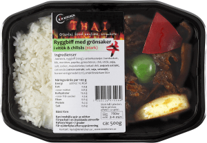 Färdigmat Thai Ryggbiff med Grönsaker i Vitlök och Chilisås