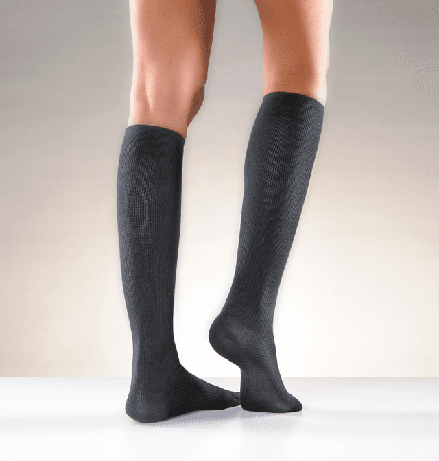 Bomull Bred Kompressionsstrumpa, Svart M, 1 par